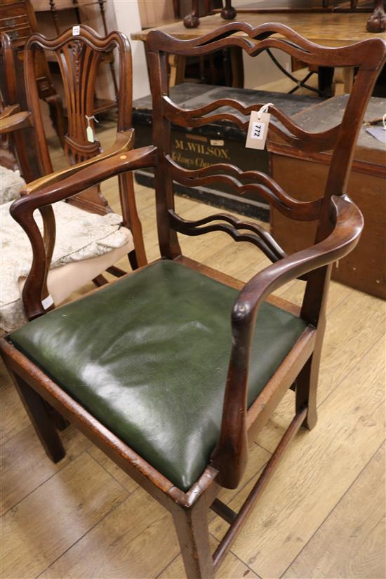A George III ladderback carver chair